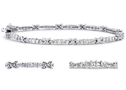 Silver Plated CZ Studded Womens Tennis Bracelet